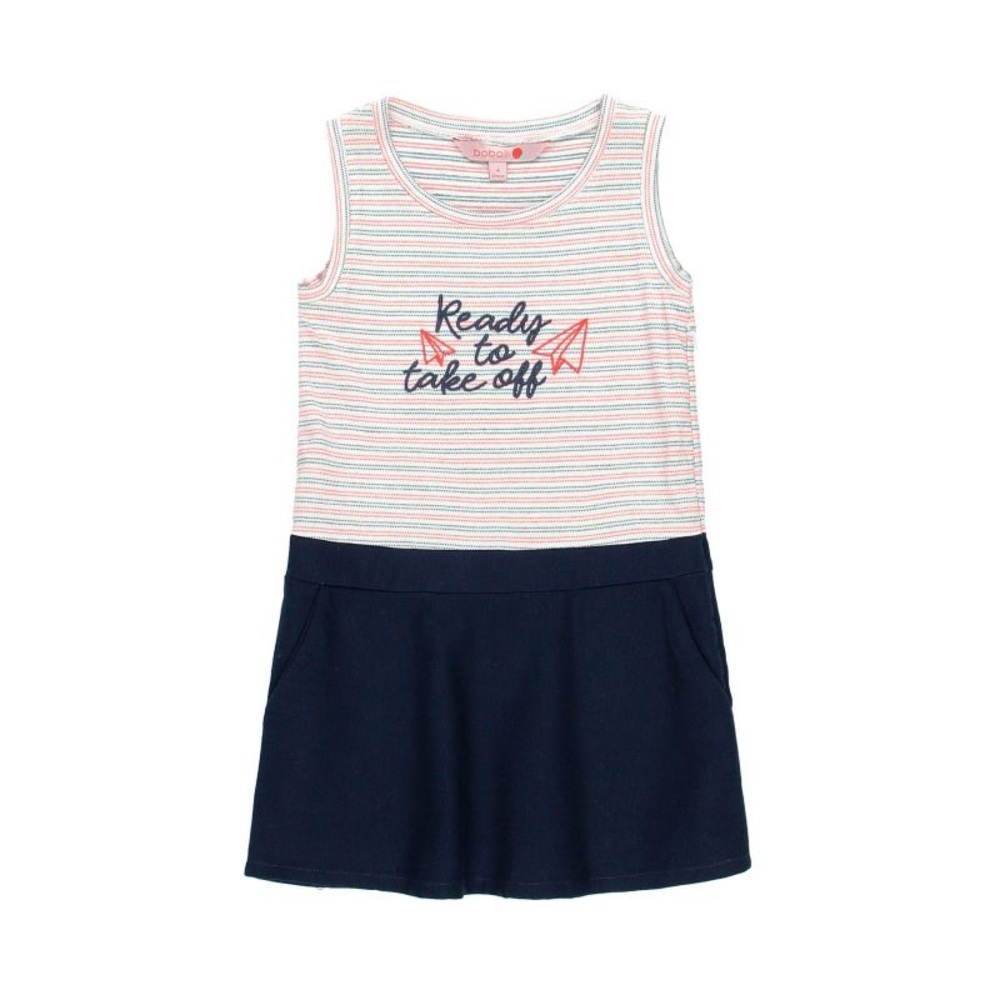 White and Navy Sleeveless Sundress